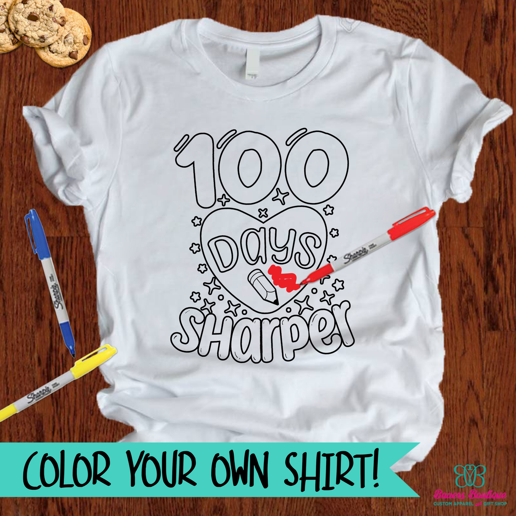 100 Days Sharper Coloring Shirt