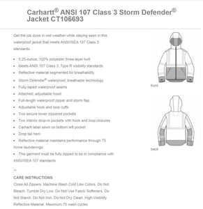 Tactical Carhartt® ANSI 107 Class 3 Storm Defender® Jacket