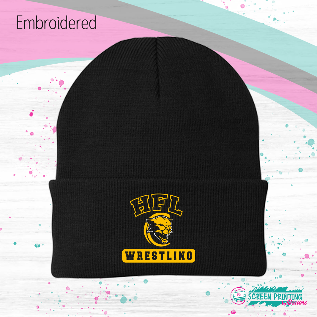 HFL Wrestling Embroidered fold over Beanie (Store #9024)