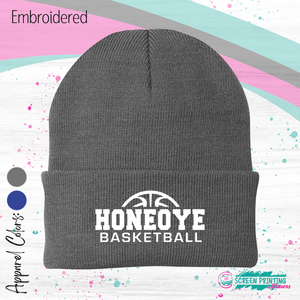 Honeoye Basketball Embroidered Fold over Beanie (Multiple colors) (Store #1119)