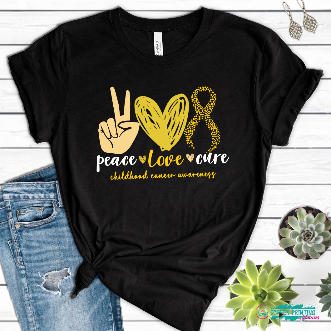 Peace Love Cure T-shirt (version 1)