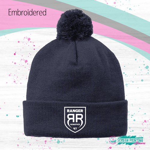 Rangers Robotics Pom Beanie (Embroidered) (Store #1256)