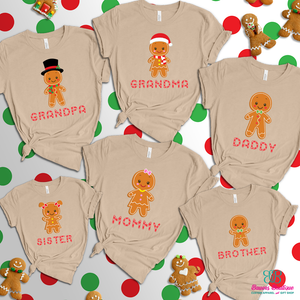 Gingerbread family matching apparel