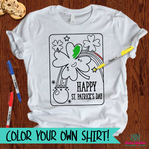 Happy St Patricks day coloring shirt