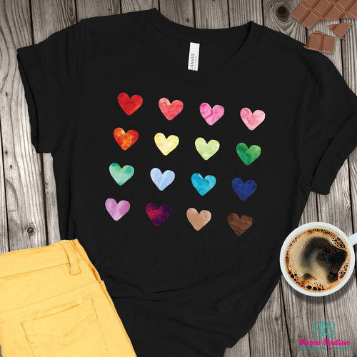 Watercolor hearts apparel
