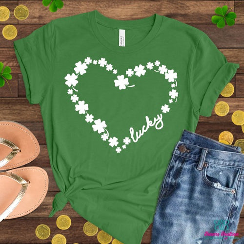 Lucky shamrock heart apparel