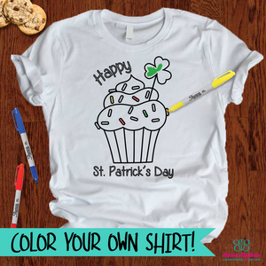 Cupcake- Happy St Patricks Day coloring shirt
