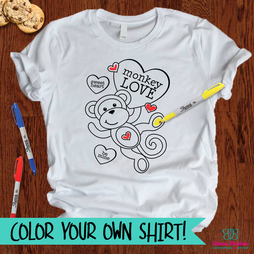Monkey love coloring shirt