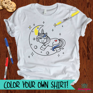 Unicorn moon coloring shirt