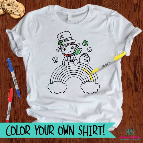Leprechaun rainbow coloring shirt
