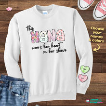 Load image into Gallery viewer, This NANA wears her heart on her sleeve (up to 4 hearts)